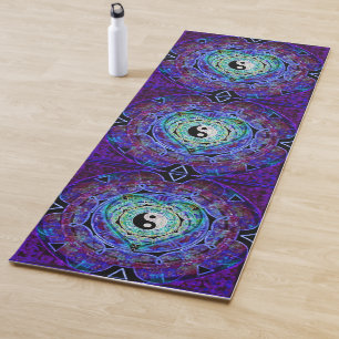 Tapis pourpre de yoga de coeur de Yin Yang