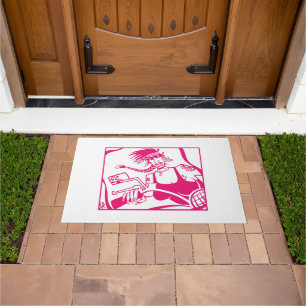 Tapis rose et blanc pour motocycliste