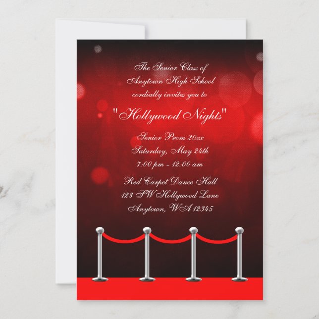 Tapis Rouge Argent Hollywood Invitation Formelle B (Devant)
