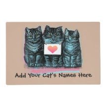Tapis vintage mignon d'aliments pour chats de