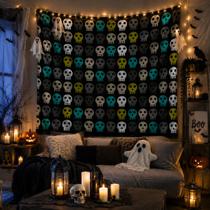 Tapisserie à motif de crâne coloré Halloween gothi