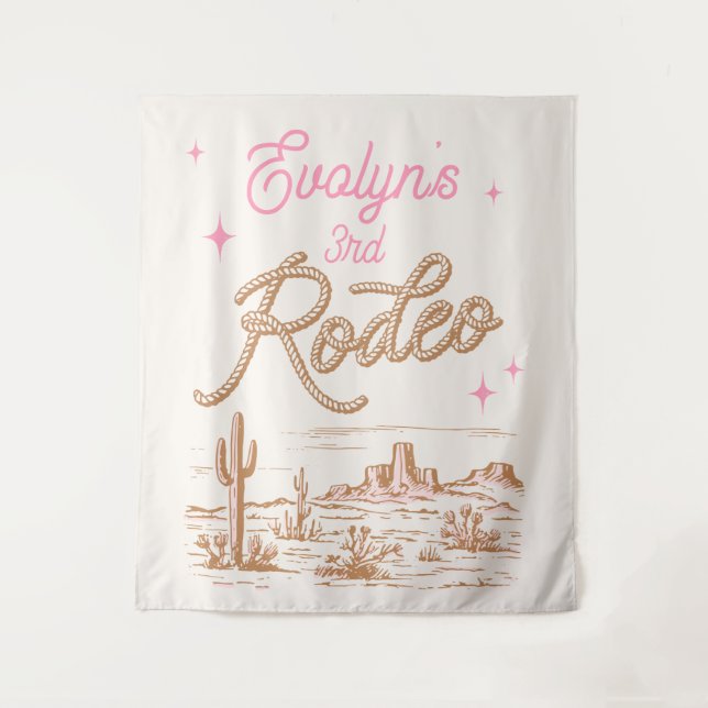 Tapisserie anniversaire Cowgirl modifiable (Devant)