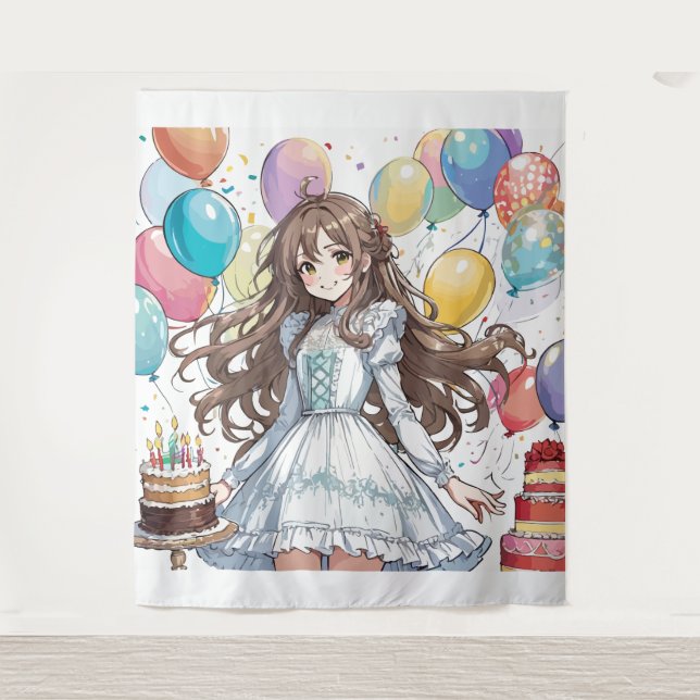 Tapisserie anniversaire fille Anime (Devant)