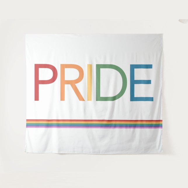 Tapisserie arc-en-ciel blanc PRIDE (Devant (Horizontal))