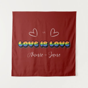 Tapisserie arc-en-ciel de l'amour LGBTQ Love is Lo