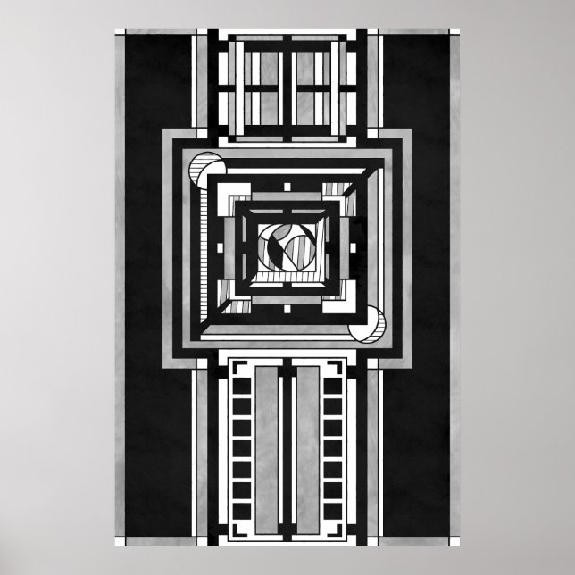 Tapisserie Art Déco noir et blanc (Devant)