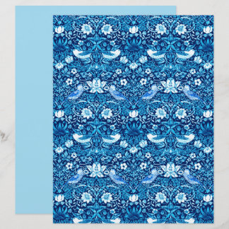 Tapisserie Art Nouveau Oiseau et Fleur, Bleu foncé