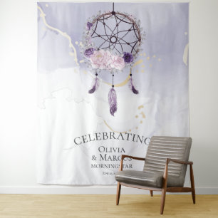 Tapisserie attrape-rêves aquarelle pourpre bohème