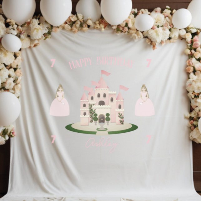 Tapisserie Bannière d'anniversaire rose Princesse  (Créateur téléchargé)