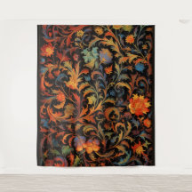 Tapisserie botanique - Couleurs vives à la nuit