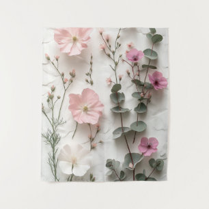 Tapisserie botanique florale rose élégante