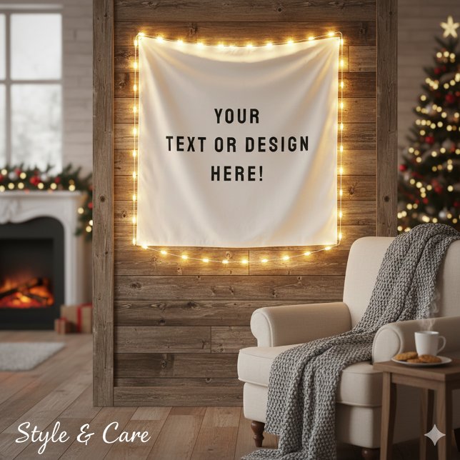 Tapisserie Carré personnalisée - Blanc & Personnal (Custom Square Tapestry – White & Personalized)