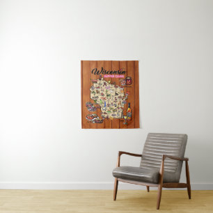 Tapisserie - Carte du club de souper du Wisconsin
