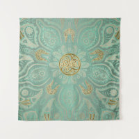 Tapisserie celtique molle de mandala de vert sauge