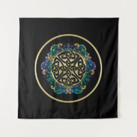 Tapisserie celtique noire de mur de mandala de