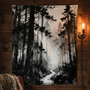 Tapisserie Chemin de forêt brumeuse Lumière du s
