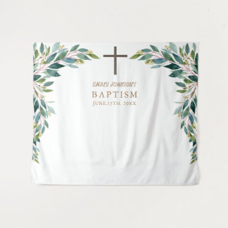 Tapisserie d'affiche de baptême de verdure d'événe