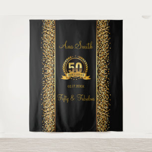 Tapisserie d'anniversaire 50 ans Or et Noir Fête d