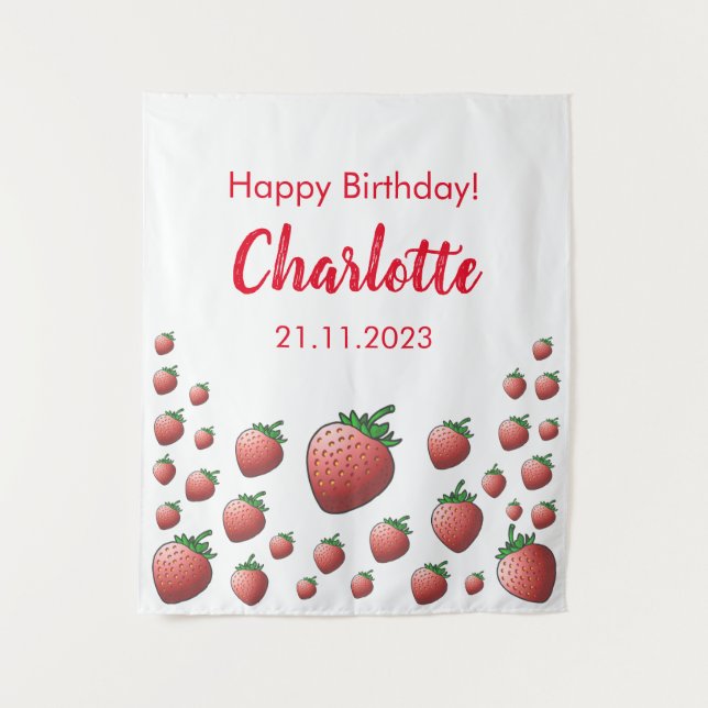 Tapisserie d'anniversaire à la fraise (Devant)