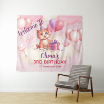 Tapisserie d'anniversaire de chat Kitty