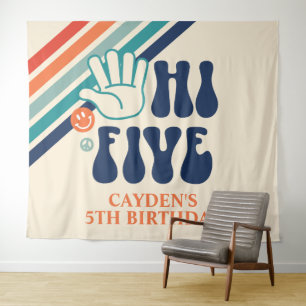 Tapisserie d'anniversaire Hi Five Rayures Rétro