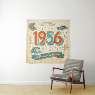 Tapisserie d'anniversaire Vintage 1956 Style Rét
