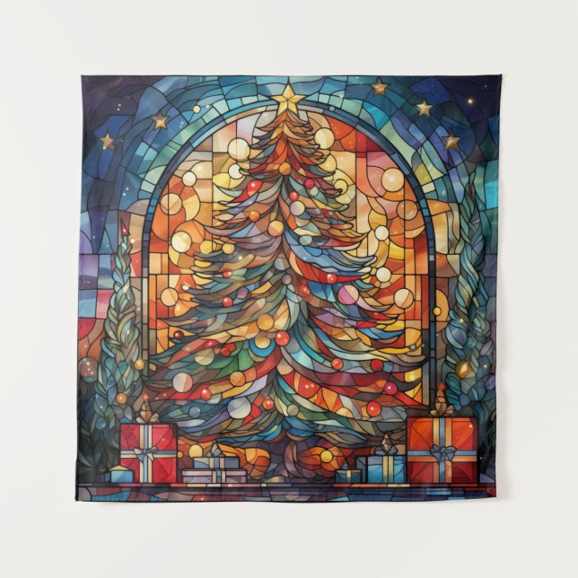 Tapisserie d'arbre de Noël en verre tendu (Devant)