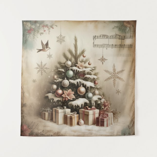 Tapisserie d'arbre de Noël vintage (Devant)