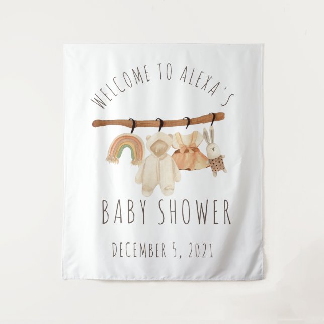 Tapisserie de bienvenue Baby Shower Boho Clothesli (Devant)
