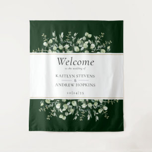 Tapisserie de bienvenue de mariage à l'eucalyptus