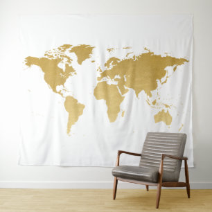 Tapisserie de carte du monde détaillée avec globe