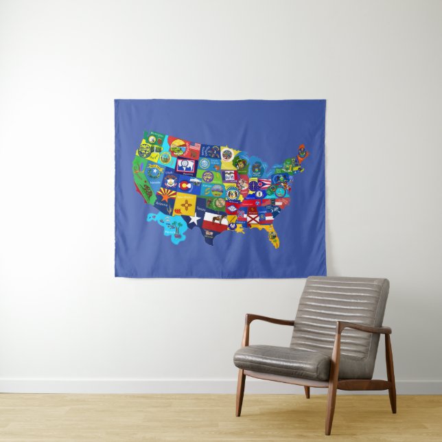 Tapisserie de carte USA (En situation (horizontale))