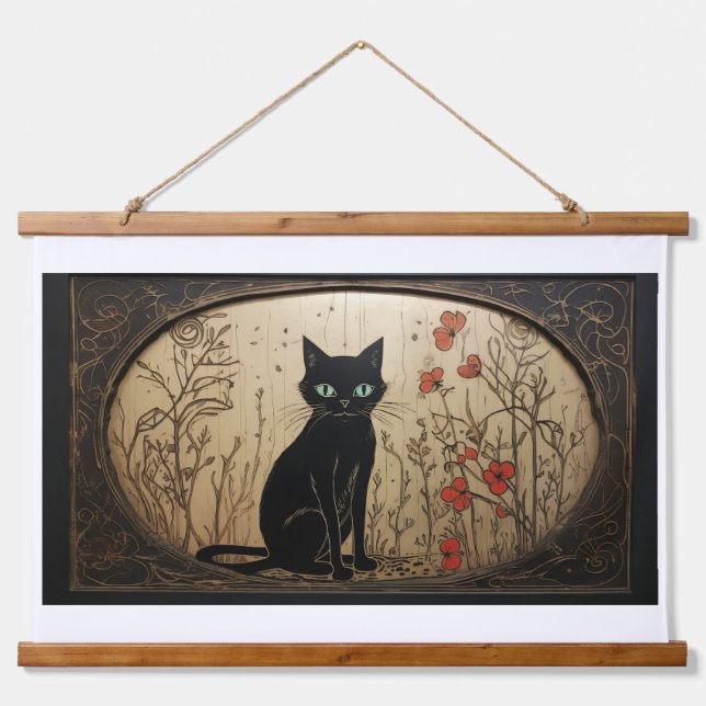 Tapisserie de chat noir (Devant)