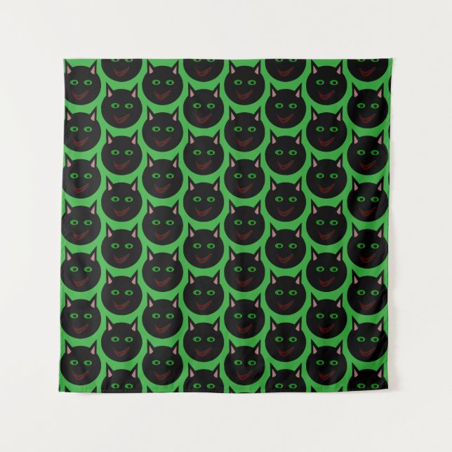 Tapisserie de chat noir Halloween (Devant (Horizontal))