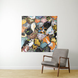 Tapisserie de chats de chaume colorée - Peinture