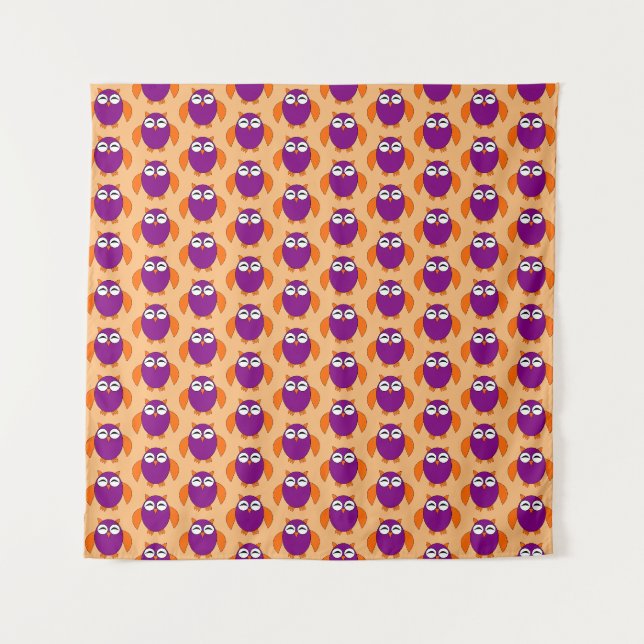 Tapisserie de chouette d'Halloween (Devant (Horizontal))