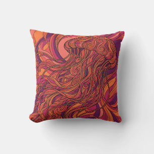 Tapisserie de coussin en forme de méduse au couche