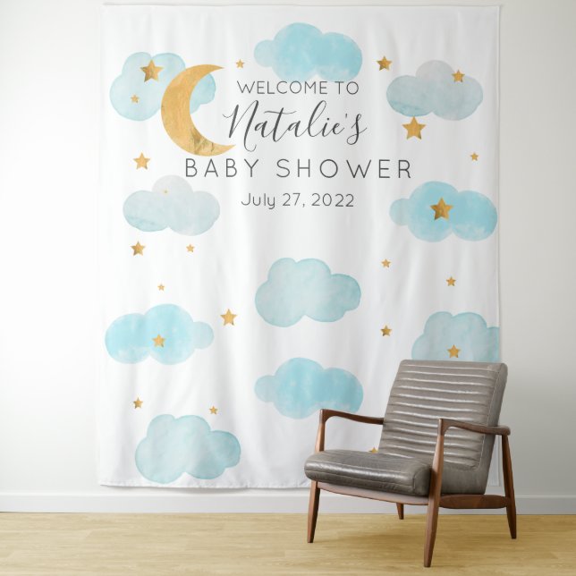 Tapisserie de douche pour bébé Moon & Stars  texte (En situation)