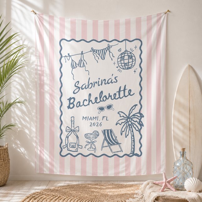 Tapisserie de fête de bachelorade côtière de plage (Créateur téléchargé)