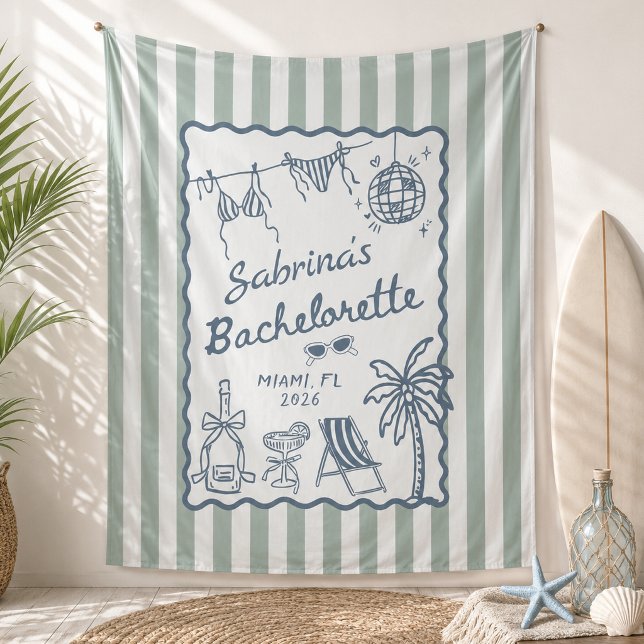 Tapisserie de fête de bachelorat côtière de plage (Créateur téléchargé)