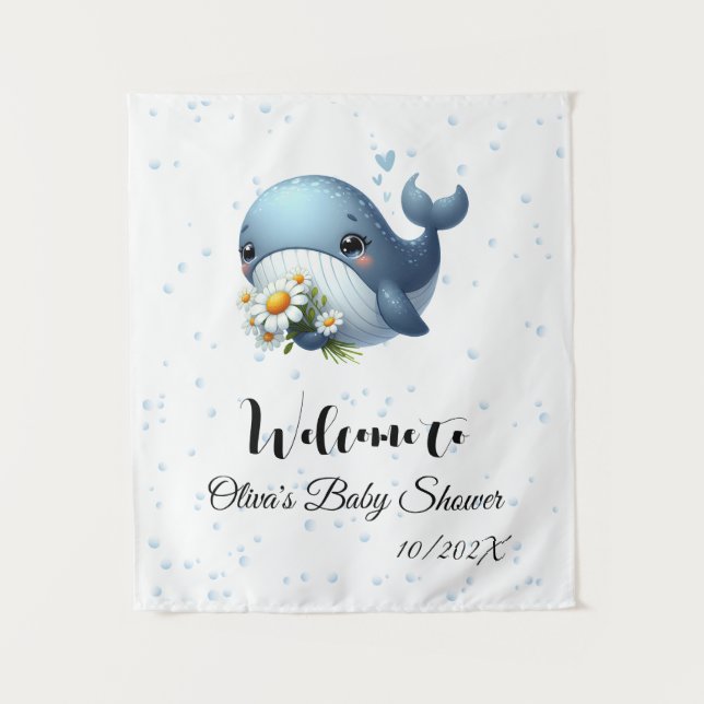 Tapisserie de fête pour bébé baleine mignon (Devant)