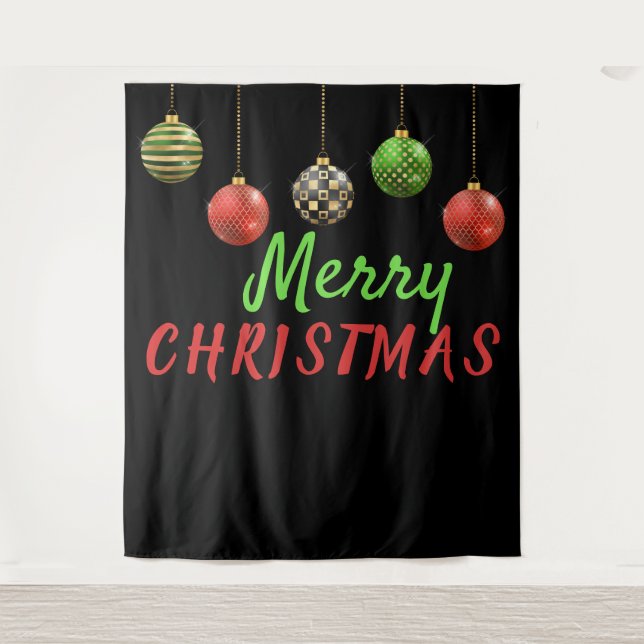 Tapisserie de fond de boules de Noël joyeux (Devant)