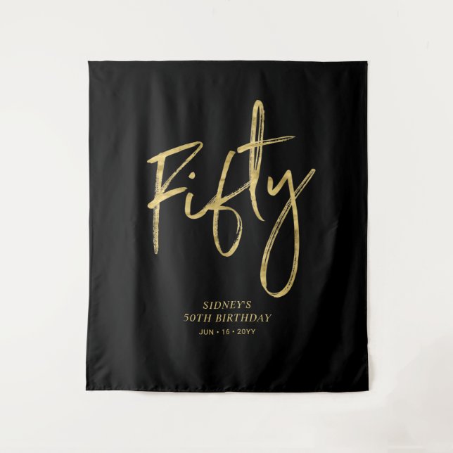 Tapisserie de fond de fête d'anniversaire 50 ans O (Devant)