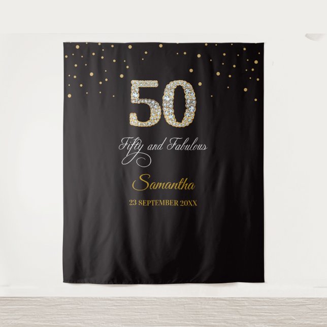 Tapisserie de fond de fête d'anniversaire de 50 an (Devant)
