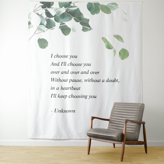 Tapisserie de fond de mariage eucalyptus aquarelle (En situation)