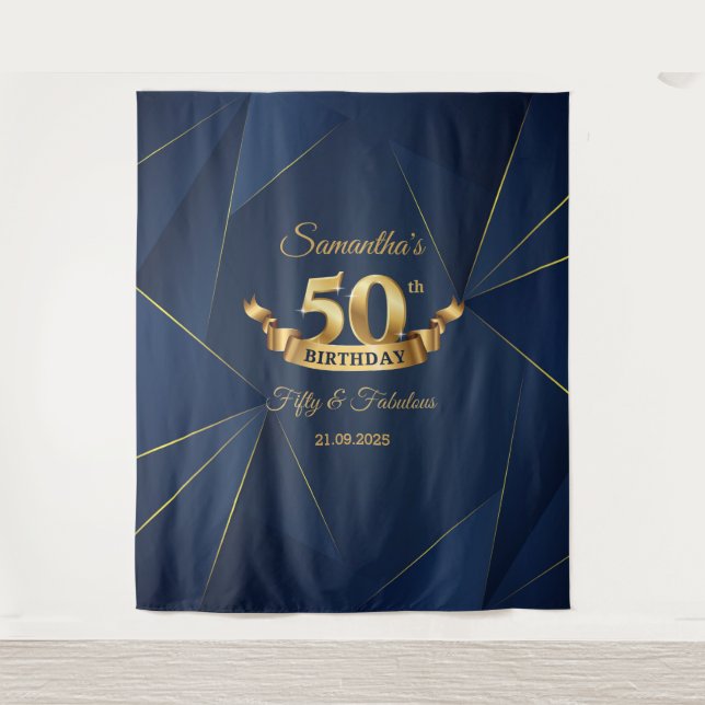 Tapisserie de fond marine et or pour 50e anniversa (Devant)
