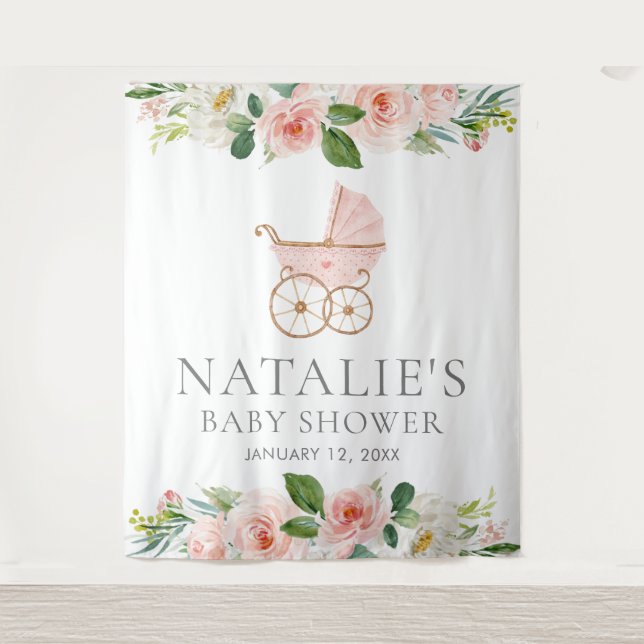 Tapisserie de fond pour Baby Shower de petite fill (Devant)