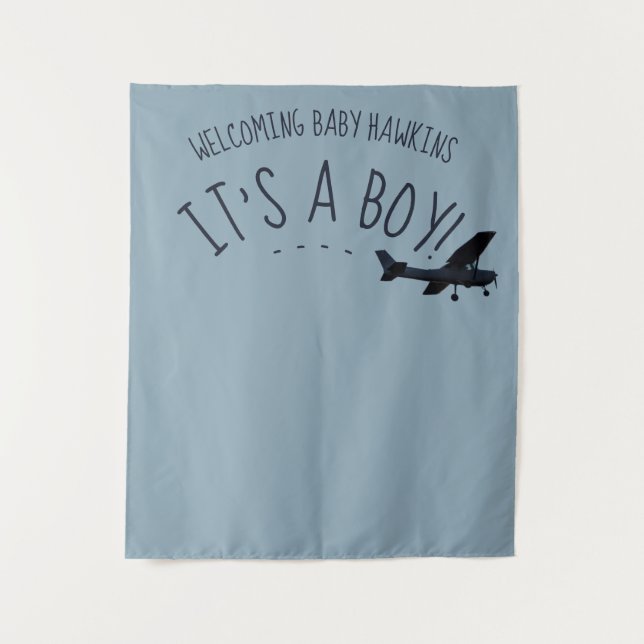 Tapisserie de fond pour shower de bébé avion (Devant)