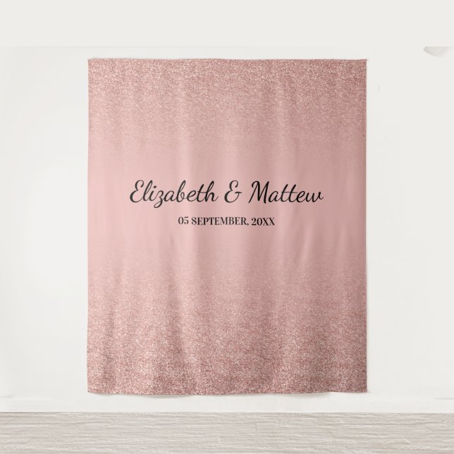 Tapisserie de fond rose gold pailleté pour mariage (Devant)