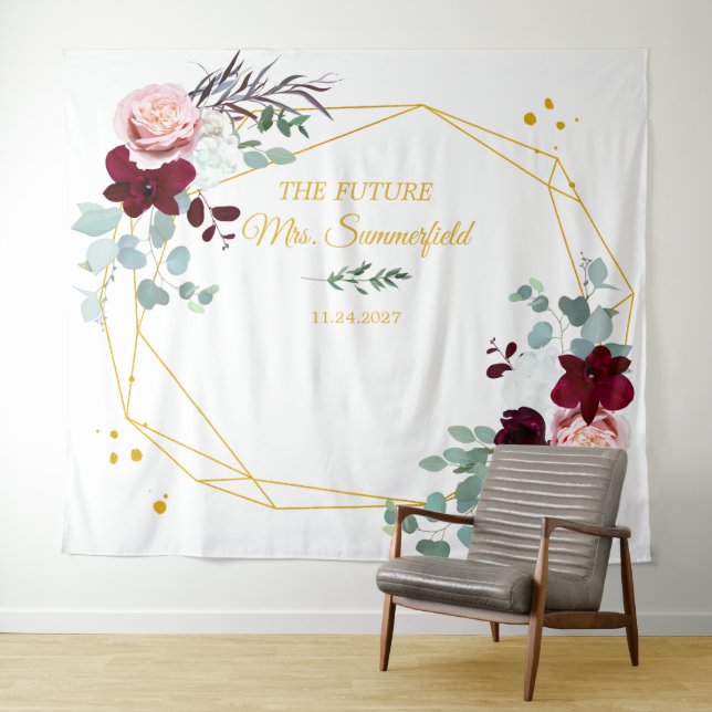 Tapisserie de Future Mrs Floral Backdrop pour la f (En situation (horizontale))
